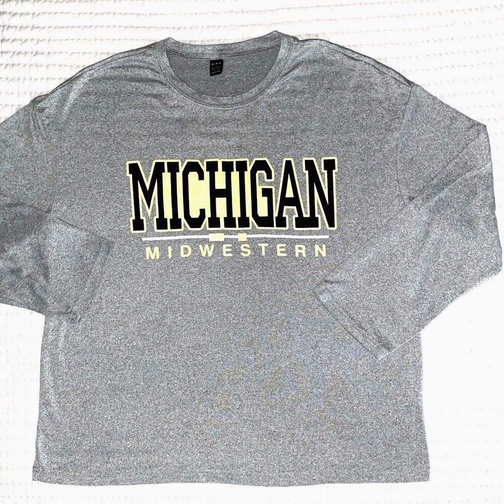 Long Sleeve Michigan Midwestern Gray Oversize SHEIN Women's Shirt Large 8/10